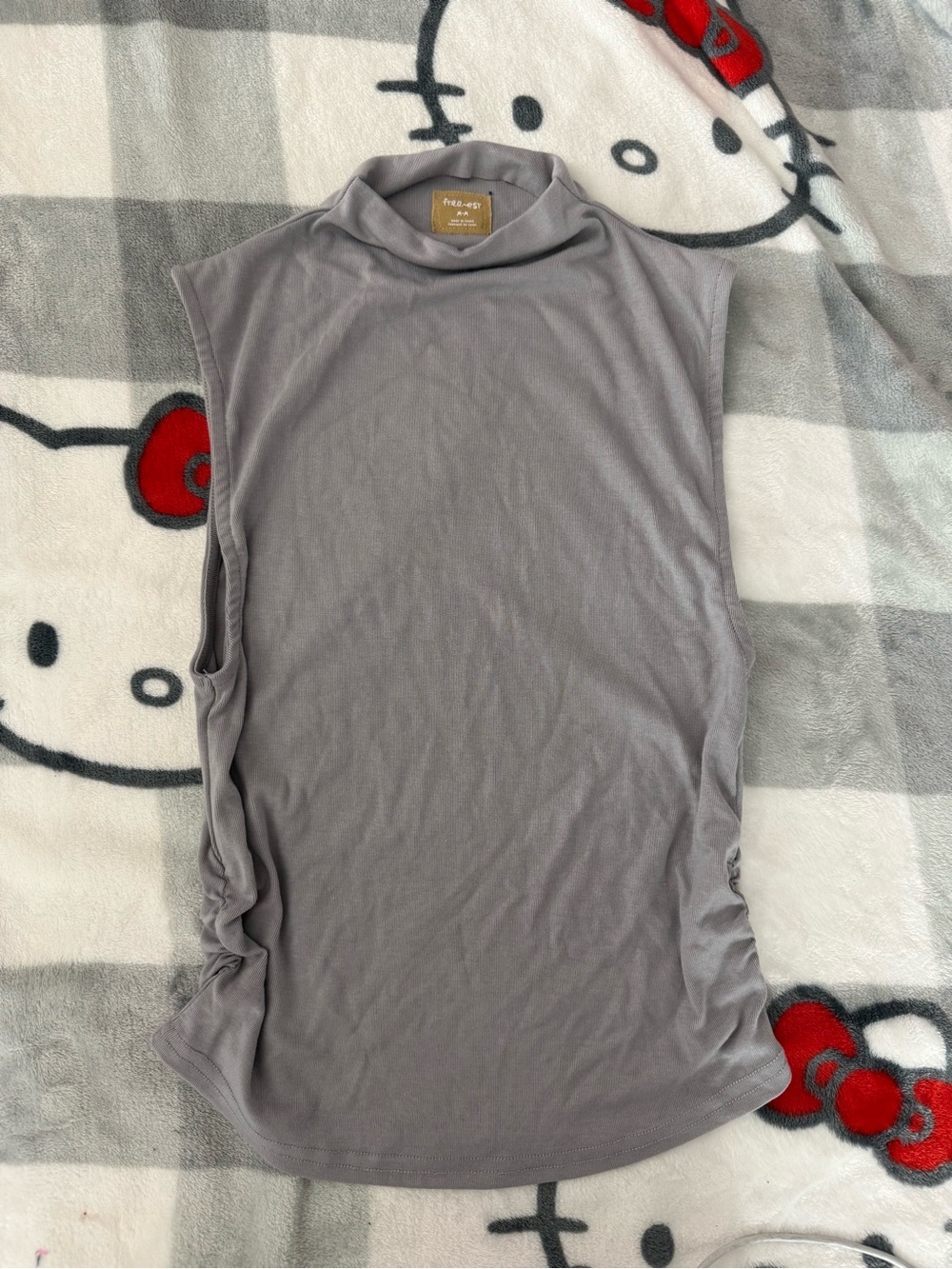 Free People Gray Sleeveless Mock Neck Tank